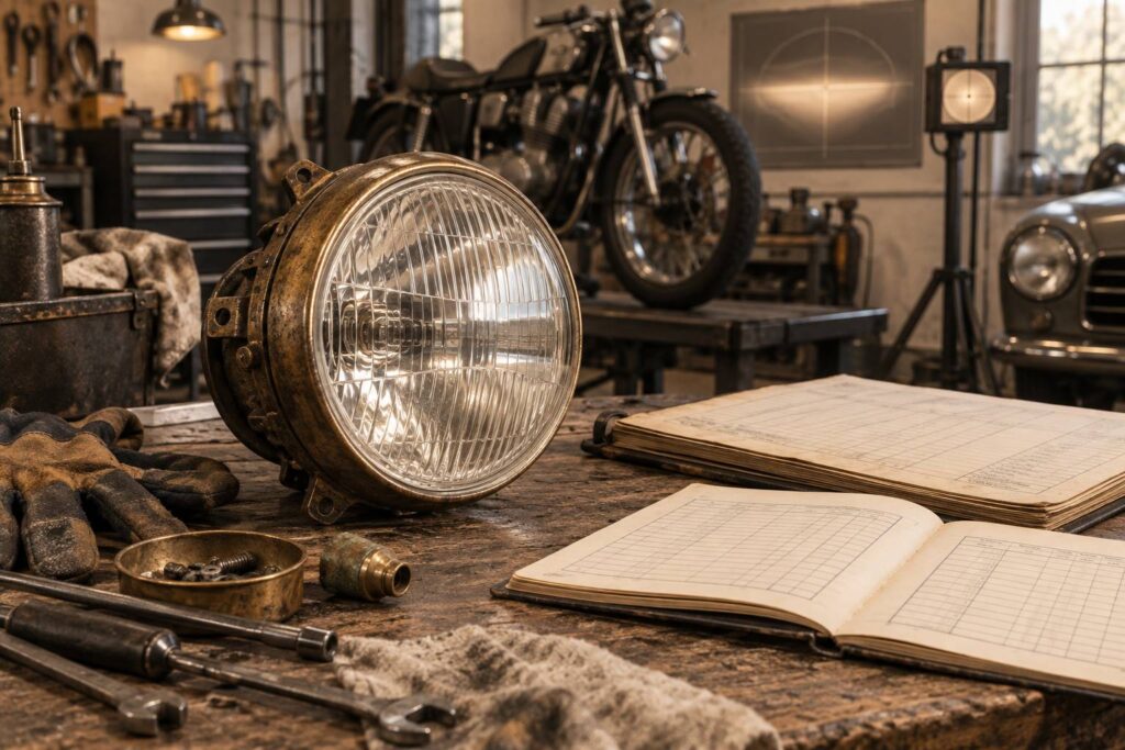 Illustration éditoriale du sujet : Marchio E e omologazione: cosa dice il vetro di un faro